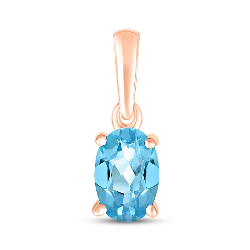 Main Image 1 of Swiss Blue Topaz Birthstone Pendant 10K Rose Gold
