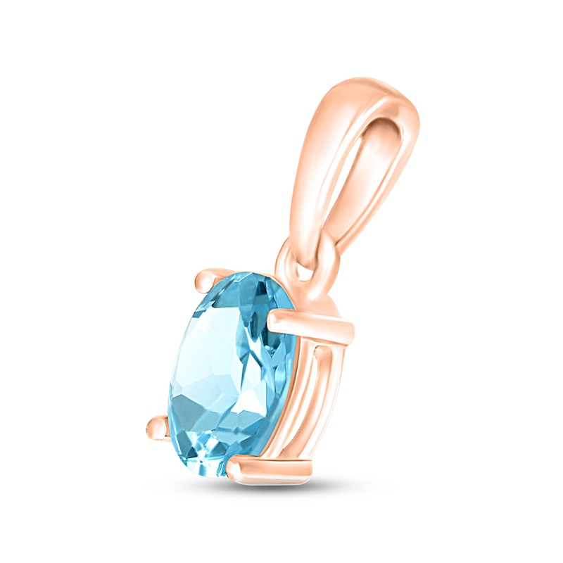 Main Image 2 of Swiss Blue Topaz Birthstone Pendant 10K Rose Gold