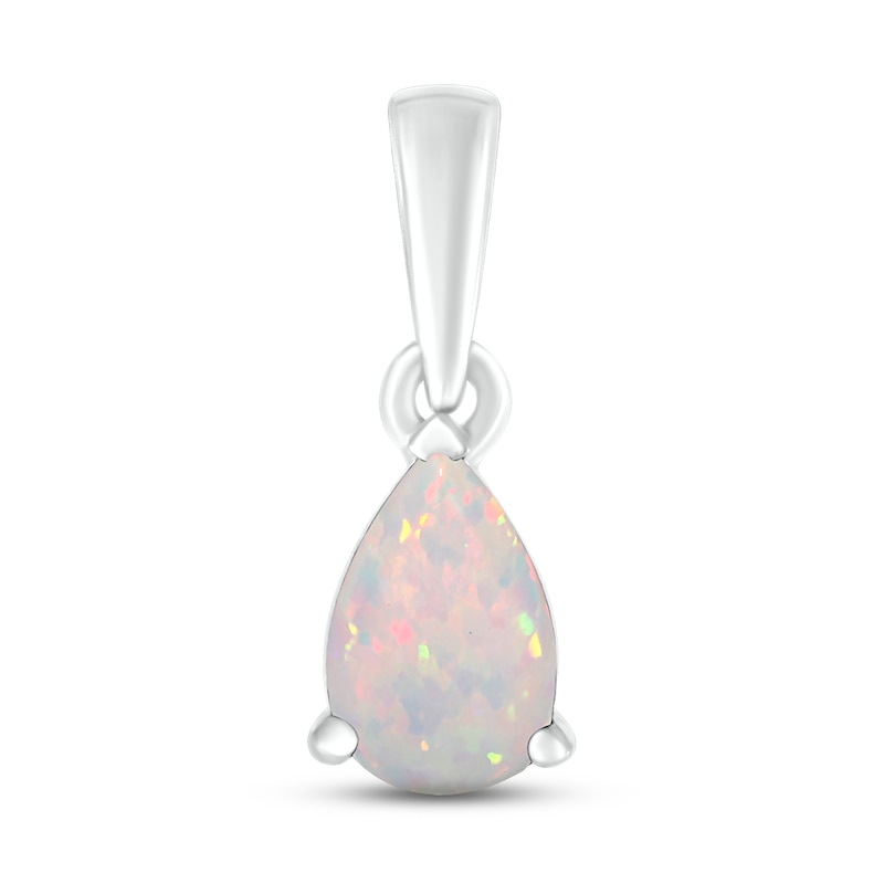 Main Image 1 of Lab-Created Opal Birthstone Pendant Sterling Silver