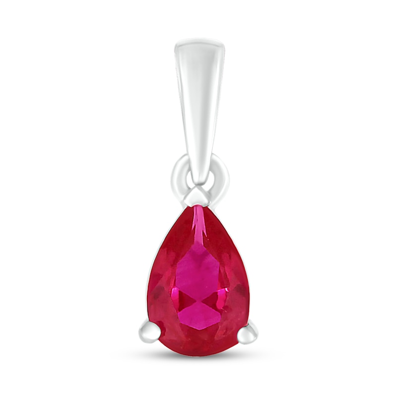 Main Image 1 of Lab-Created Ruby Birthstone Pendant Sterling Silver