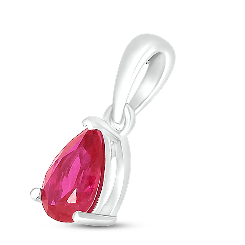 Main Image 2 of Lab-Created Ruby Birthstone Pendant Sterling Silver