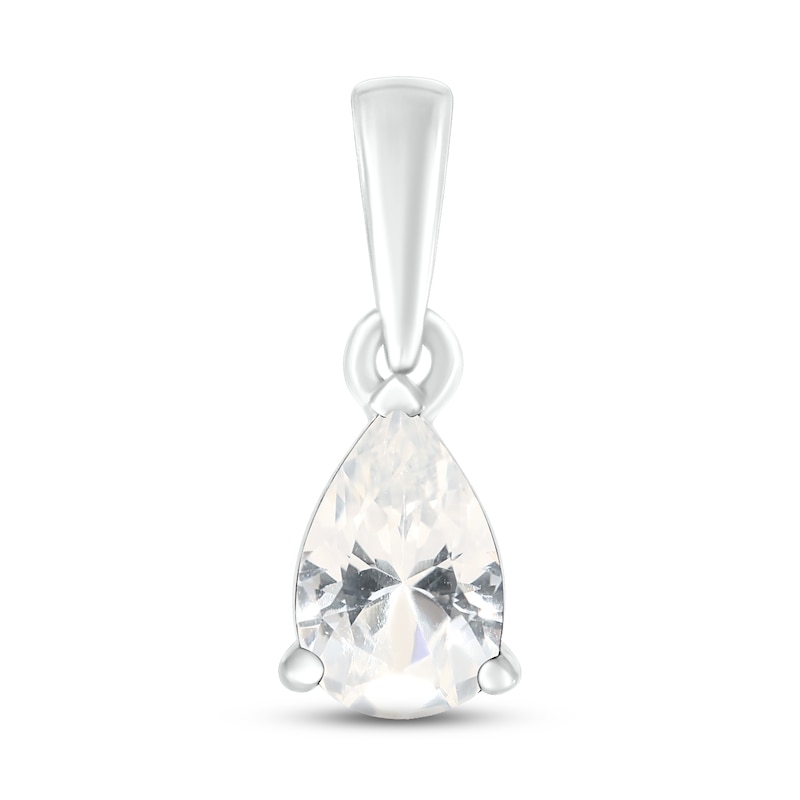 Main Image 1 of White Lab-Created Sapphire Birthstone Pendant Sterling Silver