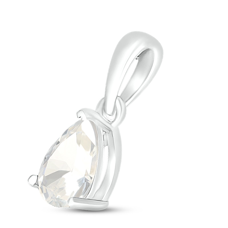 Main Image 2 of White Lab-Created Sapphire Birthstone Pendant Sterling Silver
