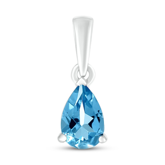 Swiss Blue Topaz Birthstone Pendant Sterling Silver
