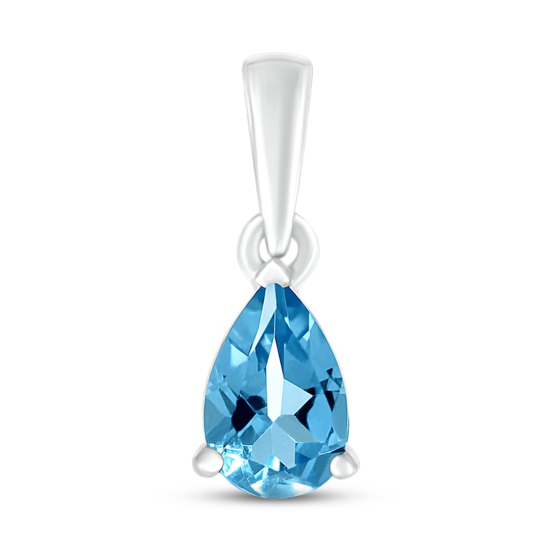 Main Image 1 of Swiss Blue Topaz Birthstone Pendant Sterling Silver