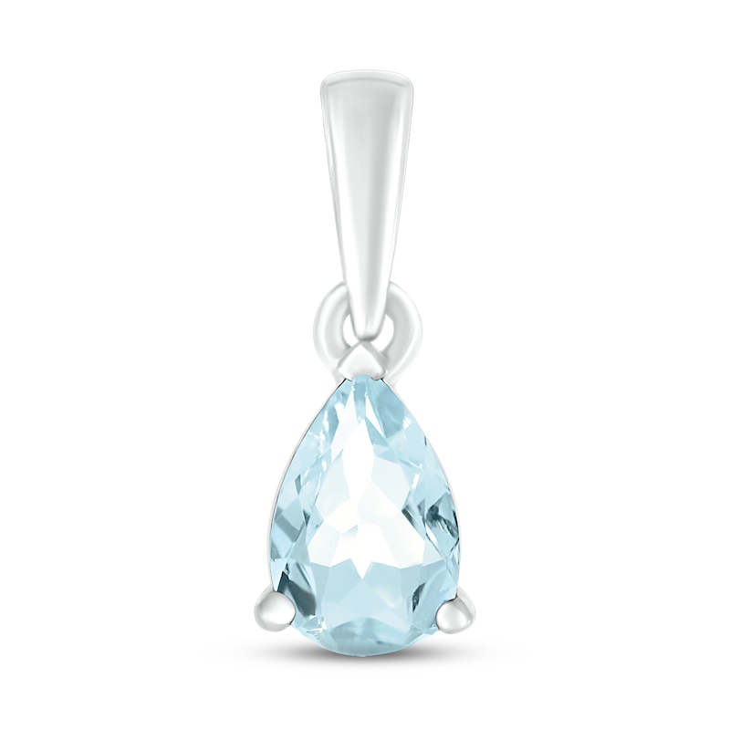 Main Image 1 of Aquamarine Birthstone Pendant 10K White Gold