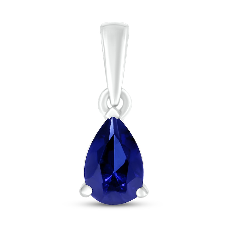 Blue Lab-Created Sapphire Birthstone Pendant 10K White Gold