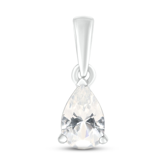White Lab-Created Sapphire Birthstone Pendant 10K White Gold