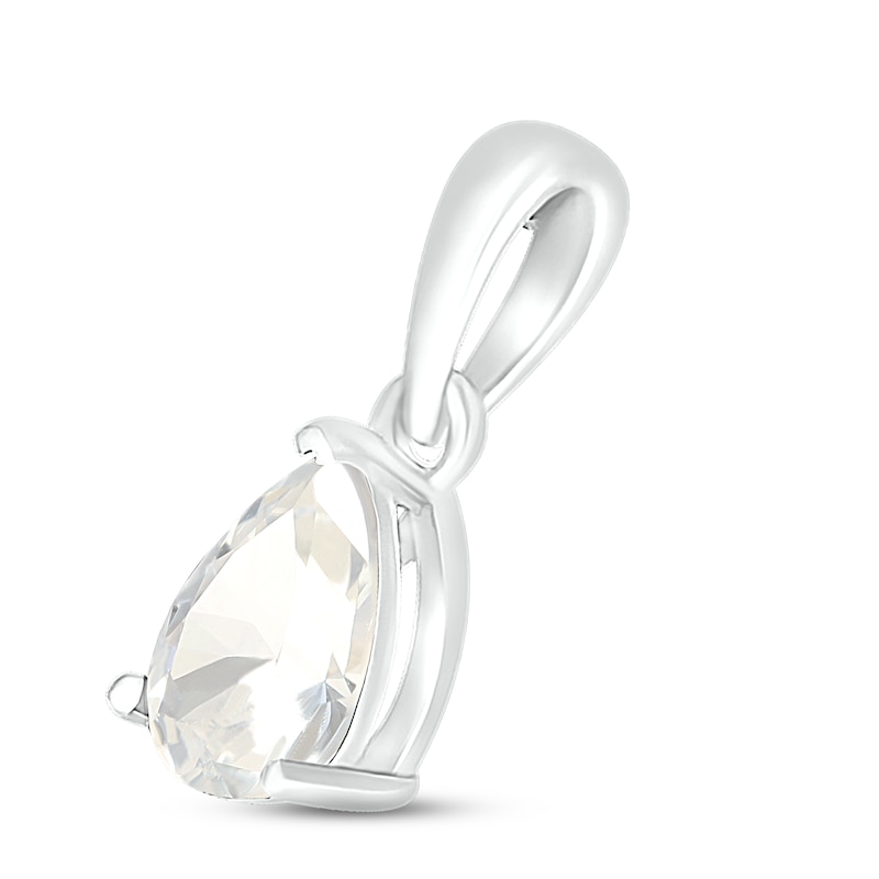Main Image 2 of White Lab-Created Sapphire Birthstone Pendant 10K White Gold
