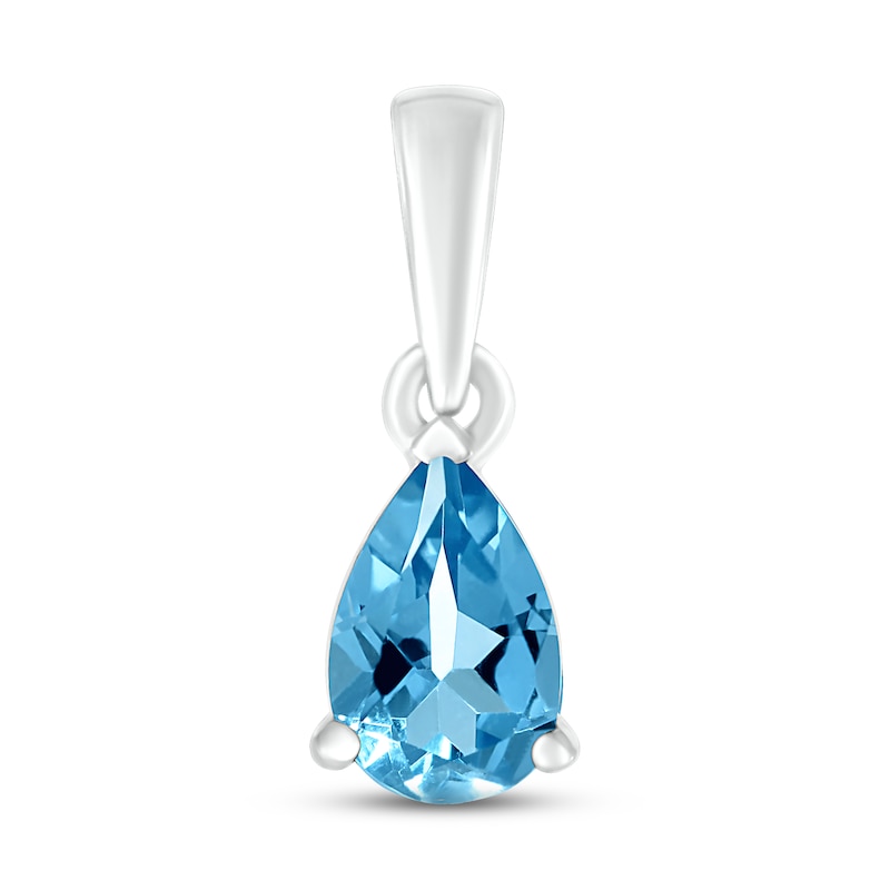 Main Image 1 of Swiss Blue Topaz Birthstone Pendant 10K White Gold