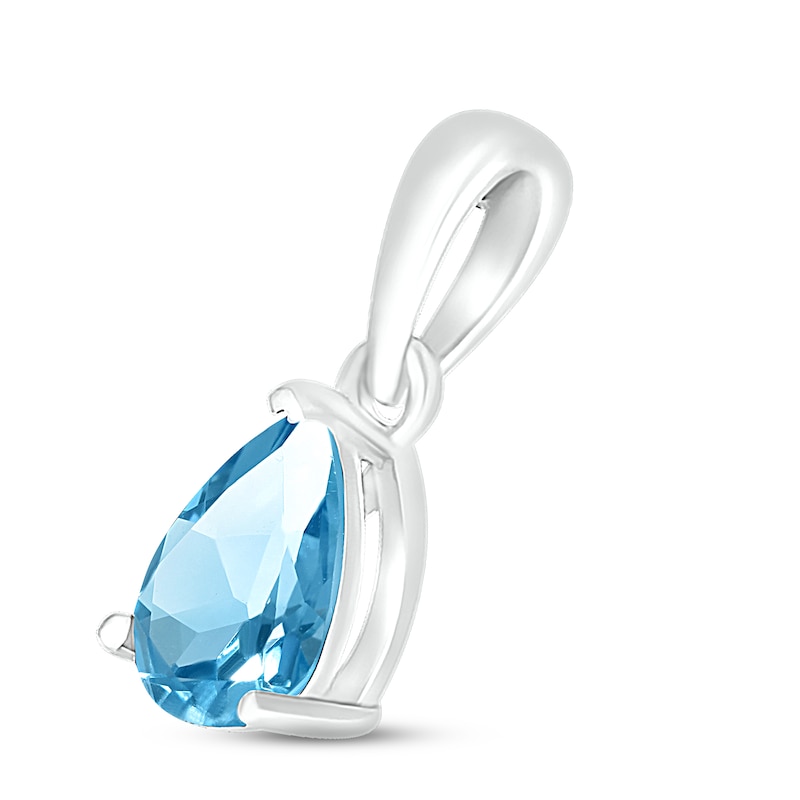 Main Image 2 of Swiss Blue Topaz Birthstone Pendant 10K White Gold