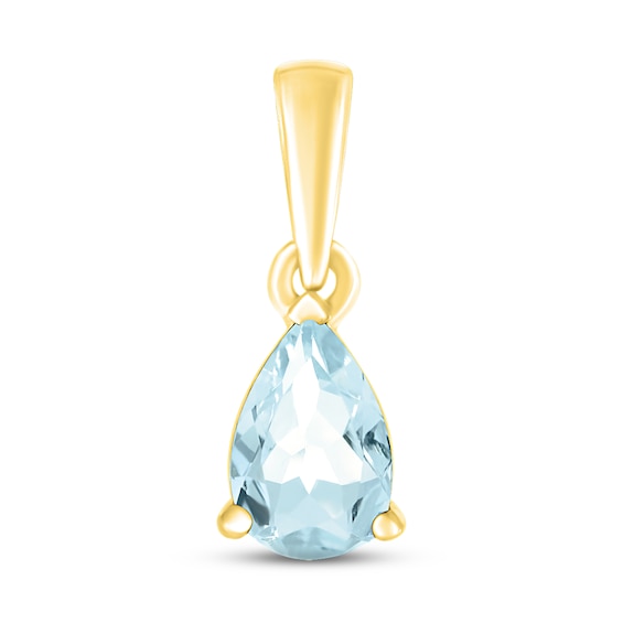 Aquamarine Birthstone Pendant 10K Yellow Gold