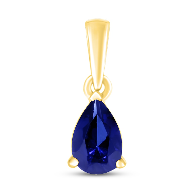 Main Image 1 of Blue Lab-Created Sapphire Birthstone Pendant 10K Yellow Gold