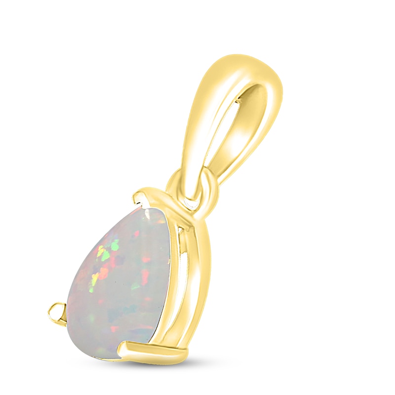 Main Image 2 of Lab-Created Opal Birthstone Pendant 10K Yellow Gold