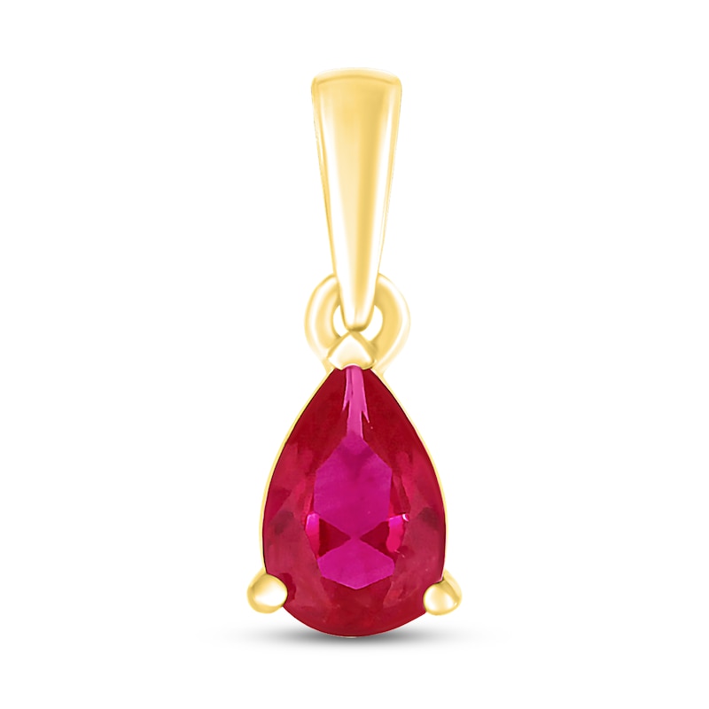 Lab-Created Ruby Birthstone Pendant 10K Yellow Gold