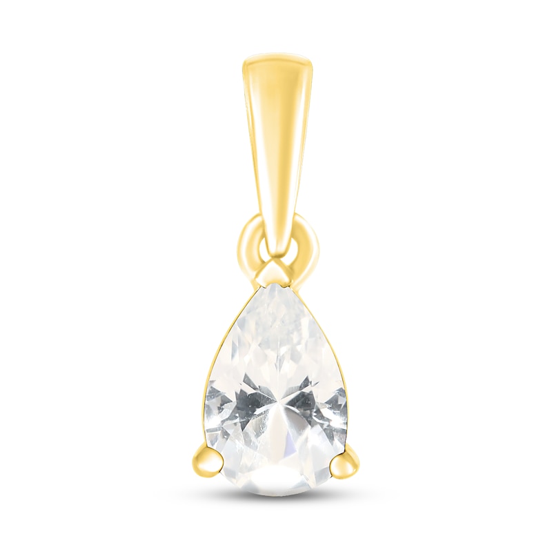 White Lab-Created Sapphire Birthstone Pendant 10K Yellow Gold