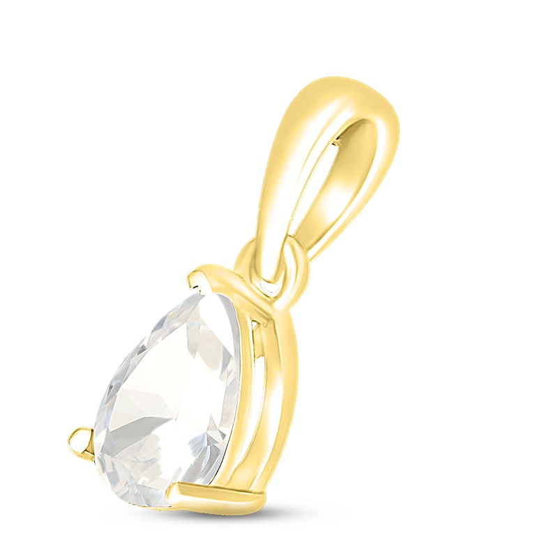 White Lab-Created Sapphire Birthstone Pendant 10K Yellow Gold