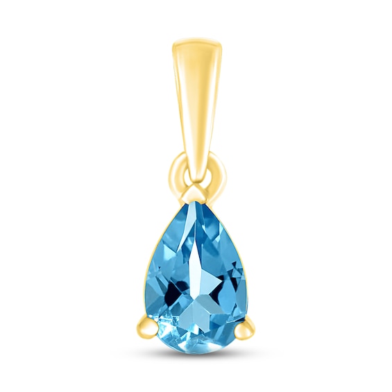 Swiss Blue Topaz Birthstone Pendant 10K Yellow Gold