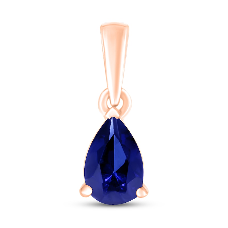 Main Image 1 of Blue Lab-Created Sapphire Birthstone Pendant 10K Rose Gold