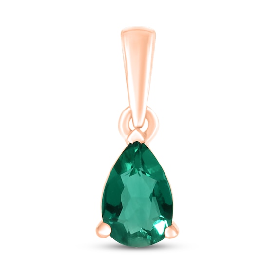 Lab-Created Emerald Birthstone Pendant 10K Rose Gold