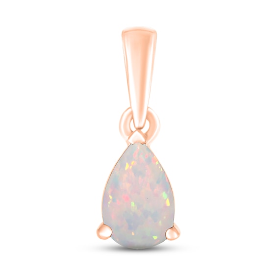 Lab-Created Opal Birthstone Pendant 10K Rose Gold