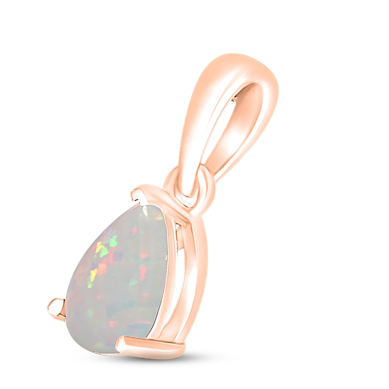 Main Image 2 of Lab-Created Opal Birthstone Pendant 10K Rose Gold