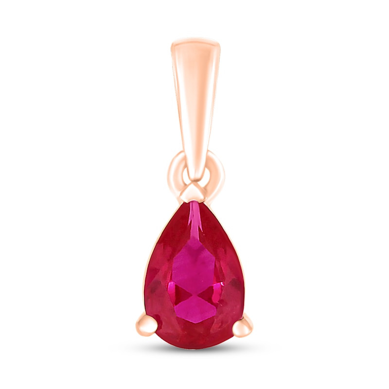 Main Image 1 of Lab-Created Ruby Birthstone Pendant 10K Rose Gold