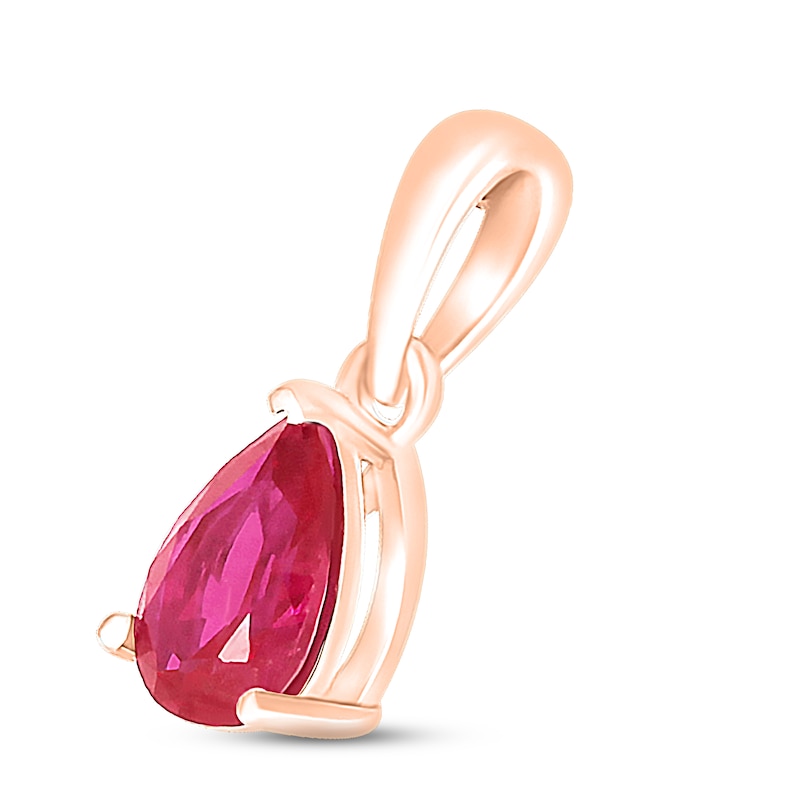 Main Image 2 of Lab-Created Ruby Birthstone Pendant 10K Rose Gold