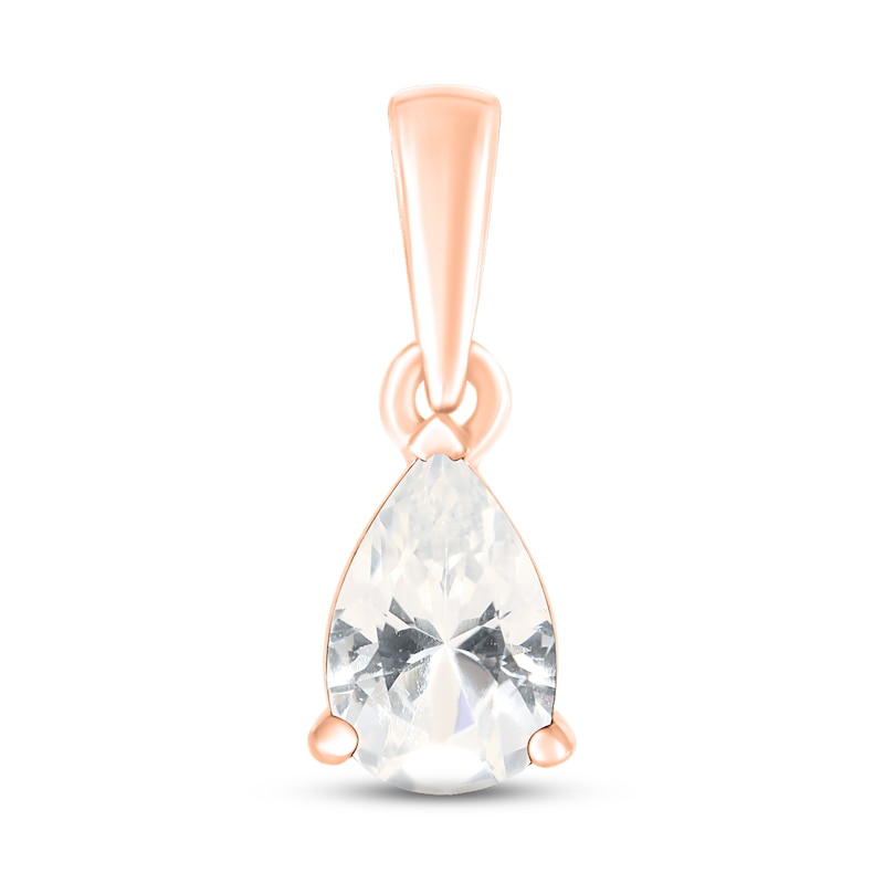 White Lab-Created Sapphire Birthstone Pendant 10K Rose Gold