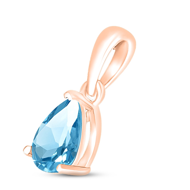 Main Image 2 of Swiss Blue Topaz Birthstone Pendant 10K Rose Gold