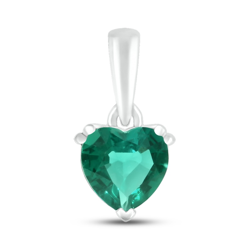 Main Image 1 of Lab-Created Emerald Birthstone Pendant Sterling Silver