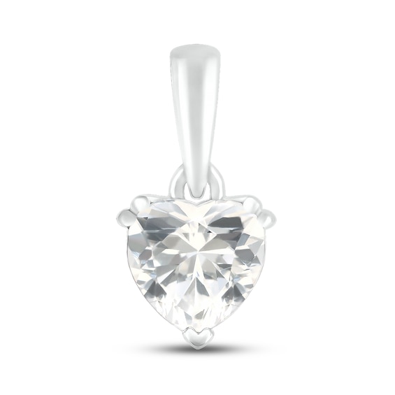 White Lab-Created Sapphire Birthstone Pendant Sterling Silver
