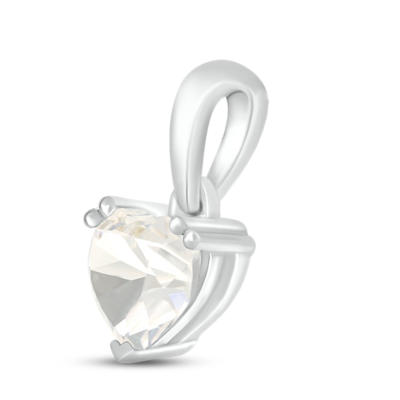 Main Image 2 of White Lab-Created Sapphire Birthstone Pendant Sterling Silver