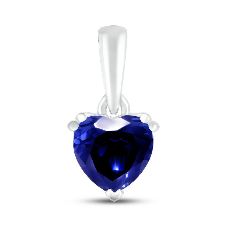 Blue Lab-Created Sapphire Birthstone Pendant 10K White Gold