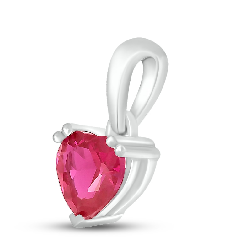 Main Image 2 of Lab-Created Ruby Birthstone Pendant 10K White Gold