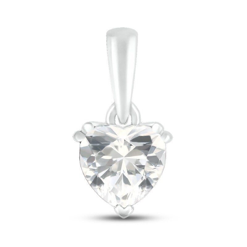Main Image 1 of White Lab-Created Sapphire Birthstone Pendant 10K White Gold