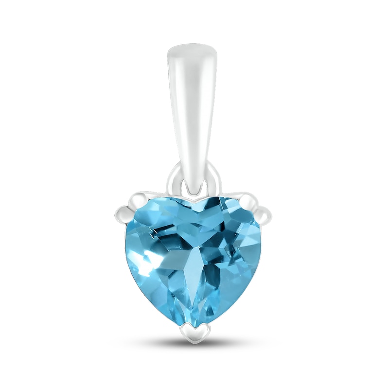 Swiss Blue Topaz Birthstone Pendant 10K White Gold