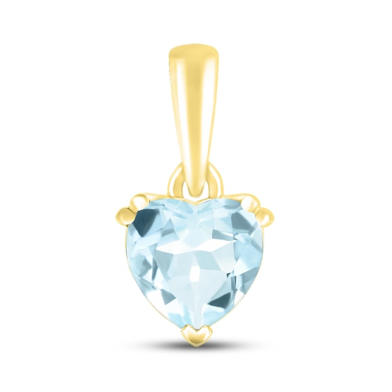 Aquamarine Birthstone Pendant 10K Yellow Gold