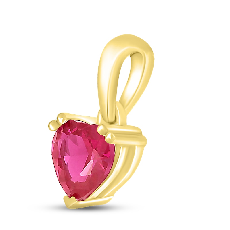 Lab-Created Ruby Birthstone Pendant 10K Yellow Gold