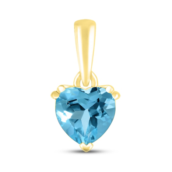 Swiss Blue Topaz Birthstone Pendant 10K Gold
