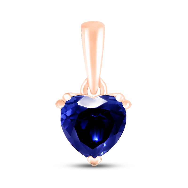 Main Image 1 of Blue Lab-Created Sapphire Birthstone Pendant 10K Rose Gold