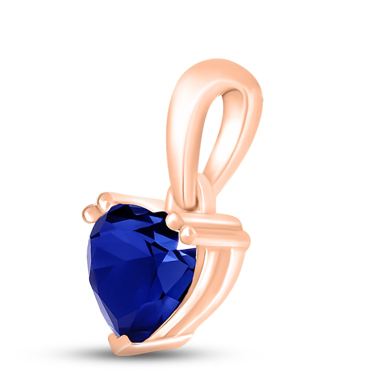 Main Image 2 of Blue Lab-Created Sapphire Birthstone Pendant 10K Rose Gold