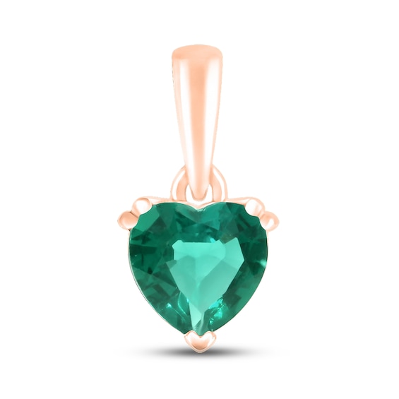 Lab-Created Emerald Birthstone Pendant 10K Rose Gold