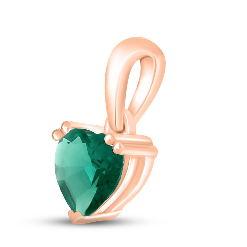 Lab-Created Emerald Birthstone Pendant 10K Rose Gold