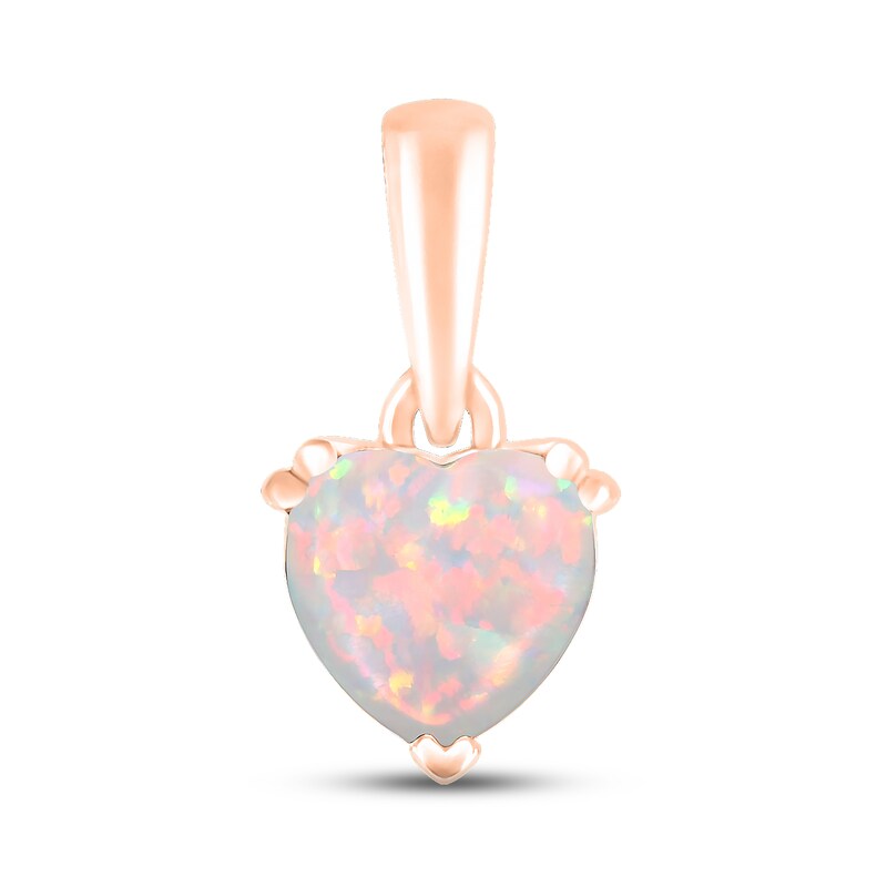 Main Image 1 of Lab-Created Opal Birthstone Pendant 10K Rose Gold