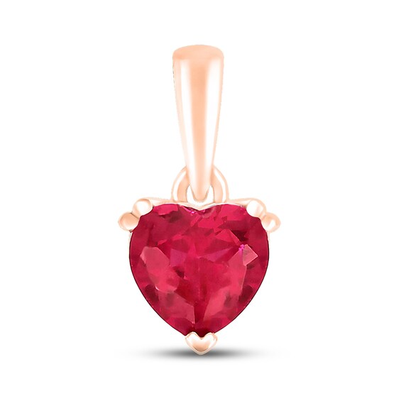 Lab-Created Ruby Birthstone Pendant 10K Rose Gold