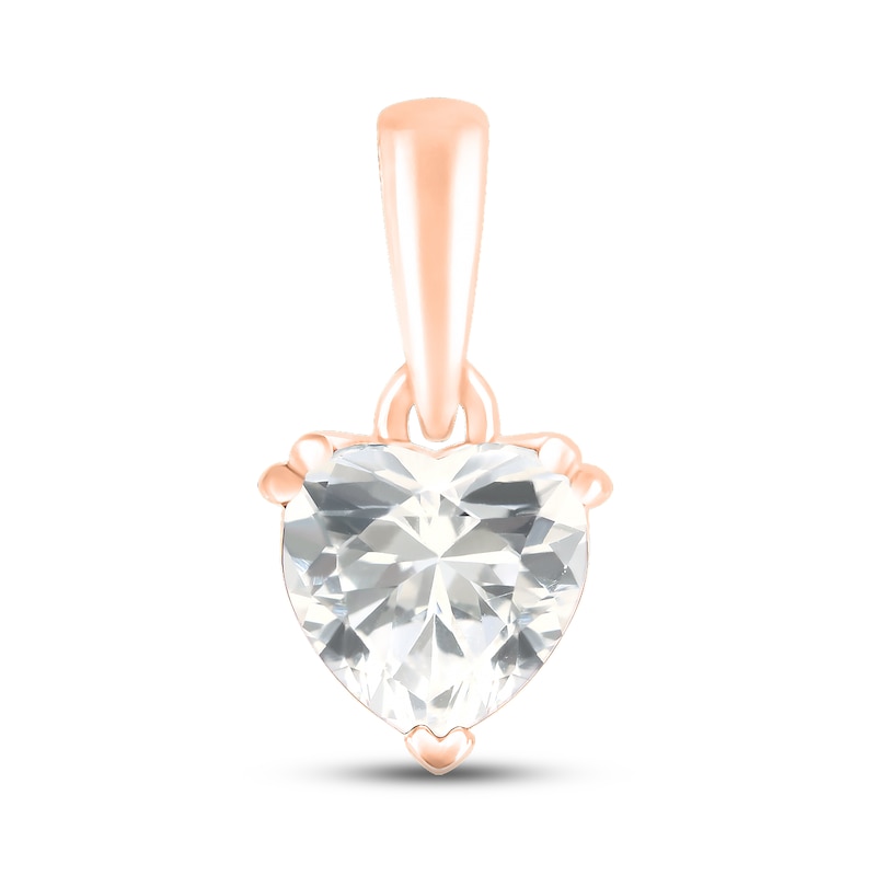 Main Image 1 of White Lab-Created Sapphire Birthstone Pendant 10K Rose Gold