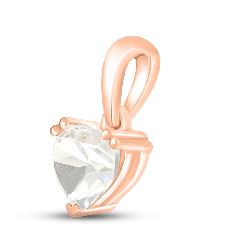 Main Image 2 of White Lab-Created Sapphire Birthstone Pendant 10K Rose Gold