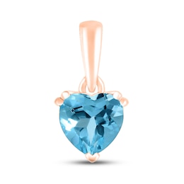 Swiss Blue Topaz Birthstone Pendant 10K Rose Gold