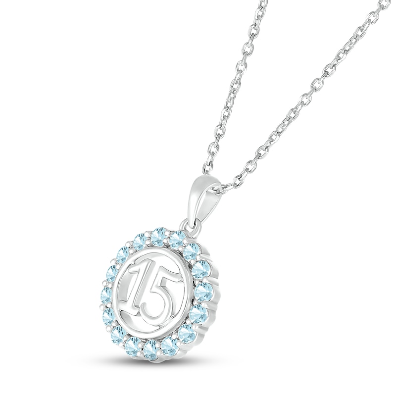 Main Image 2 of Aquamarine Quinceañera Birthstone Necklace Sterling Silver 18&quot;